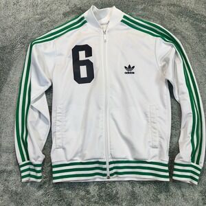 Adidas Originals Mens S Track Jacket White Green 3-Stripe Trefoil Rare Retro